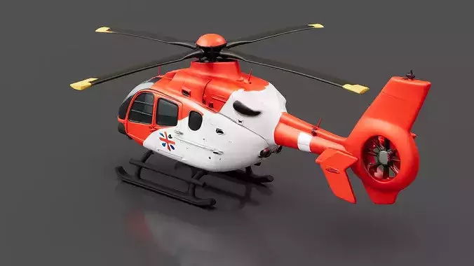 Rescue Helicopter Low-poly 3D model 3
