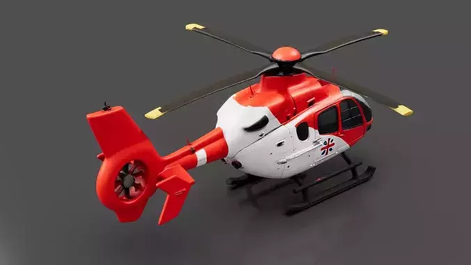 Rescue Helicopter Low-poly 3D model 4