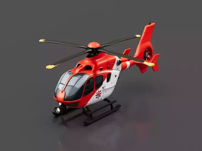 Rescue Helicopter Low-poly 3D model