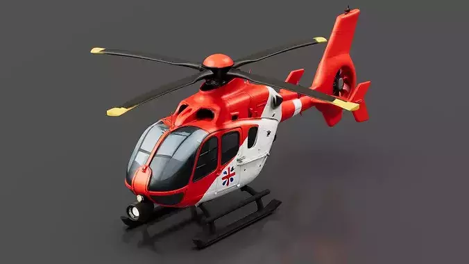 Rescue Helicopter Low-poly 3D model 2