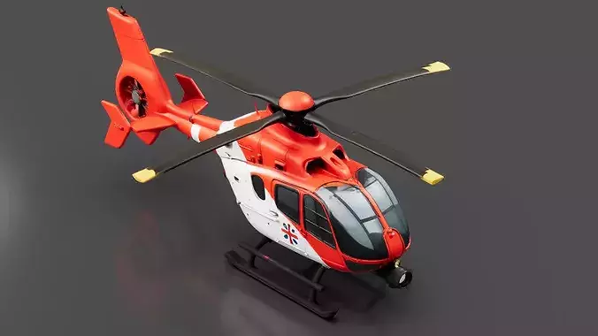 Rescue Helicopter Low-poly 3D model 5