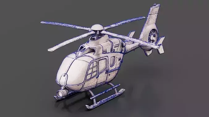 Rescue Helicopter Low-poly 3D model 7