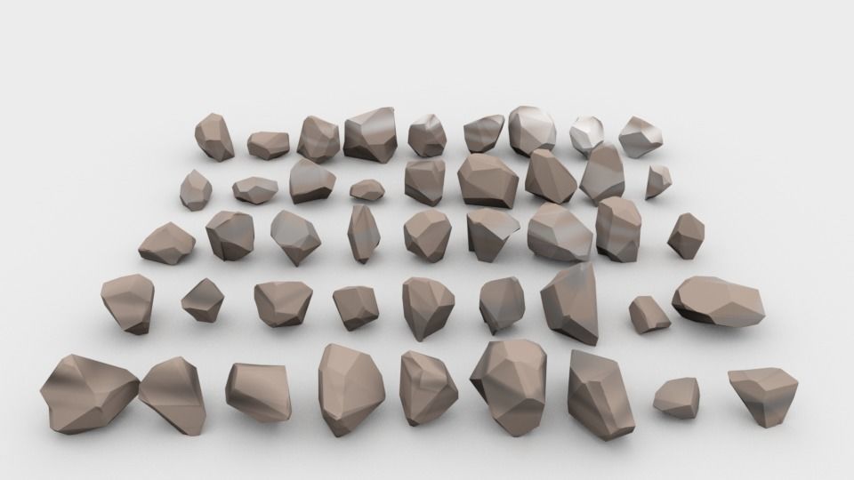 Lowpoly Stones - Set 1 of rocks Low-poly 3D model_4