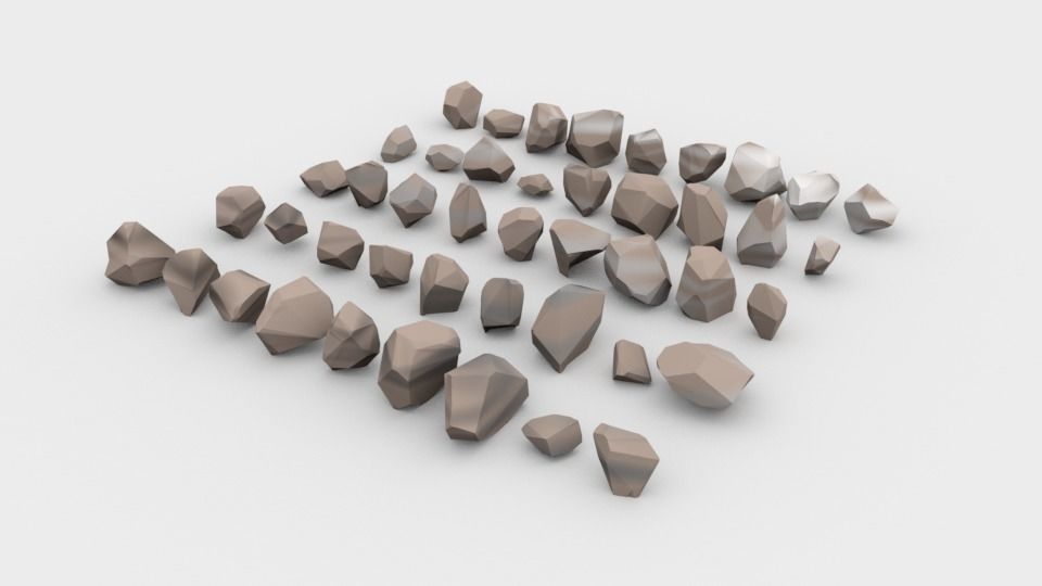 Lowpoly Stones - Set 1 of rocks Low-poly 3D model_5