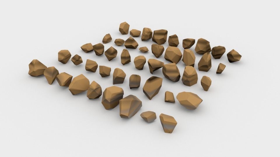 Lowpoly Stones - Set 1 of rocks Low-poly 3D model_3
