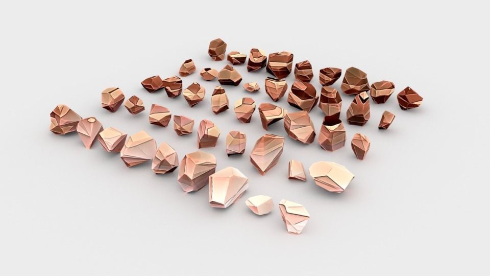 Lowpoly Stones - Set 1 of rocks Low-poly 3D model_11