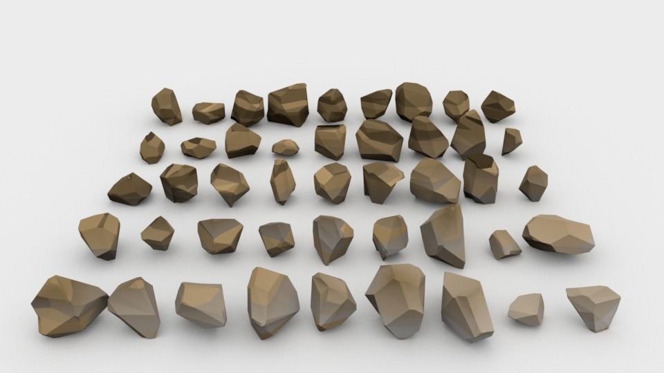 Lowpoly Stones - Set 1 of rocks Low-poly 3D model_0