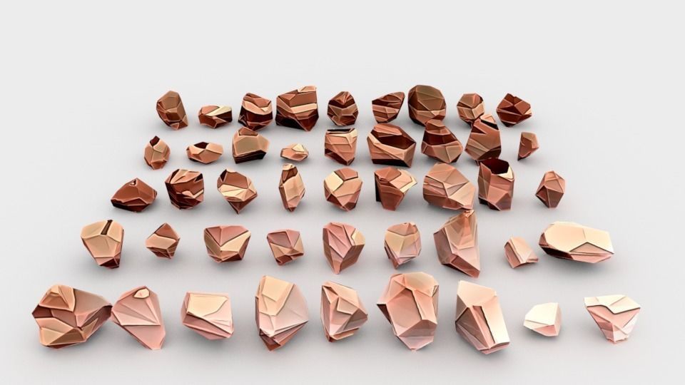 Lowpoly Stones - Set 1 of rocks Low-poly 3D model_10