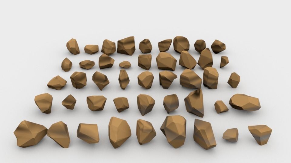 Lowpoly Stones - Set 1 of rocks Low-poly 3D model_2
