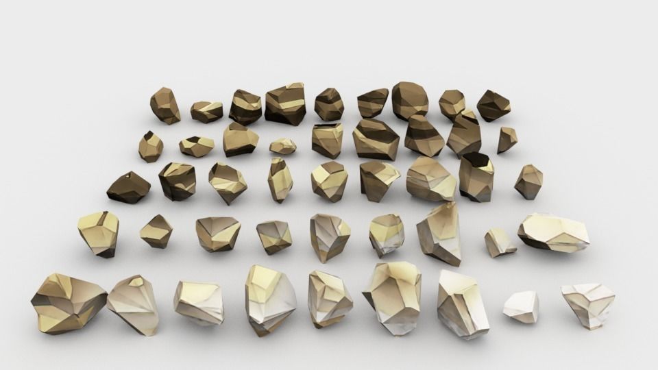 Lowpoly Stones - Set 1 of rocks Low-poly 3D model_6