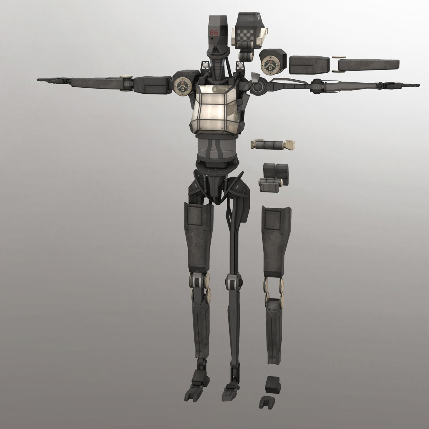 Sentinel Bot Rigged 3D model_6
