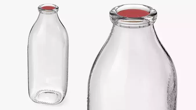 Vintage Glass Milk Bottle 3D model 3