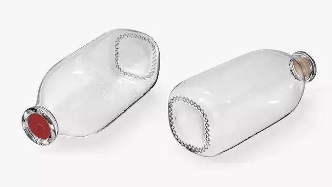 Vintage Glass Milk Bottle 3D model 4