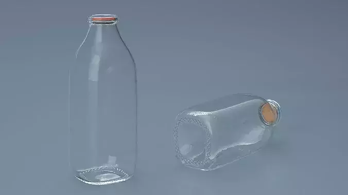 Vintage Glass Milk Bottle 3D model 2