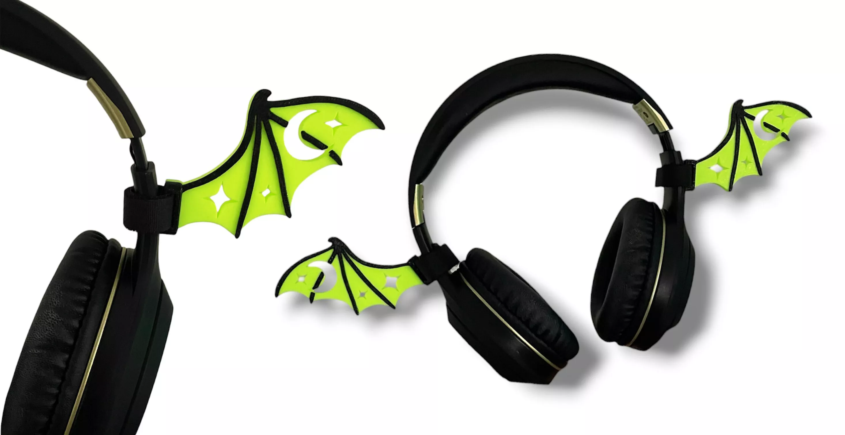 Moonlight Bat Wings - Headphone Attachment - Accessory 3D print model