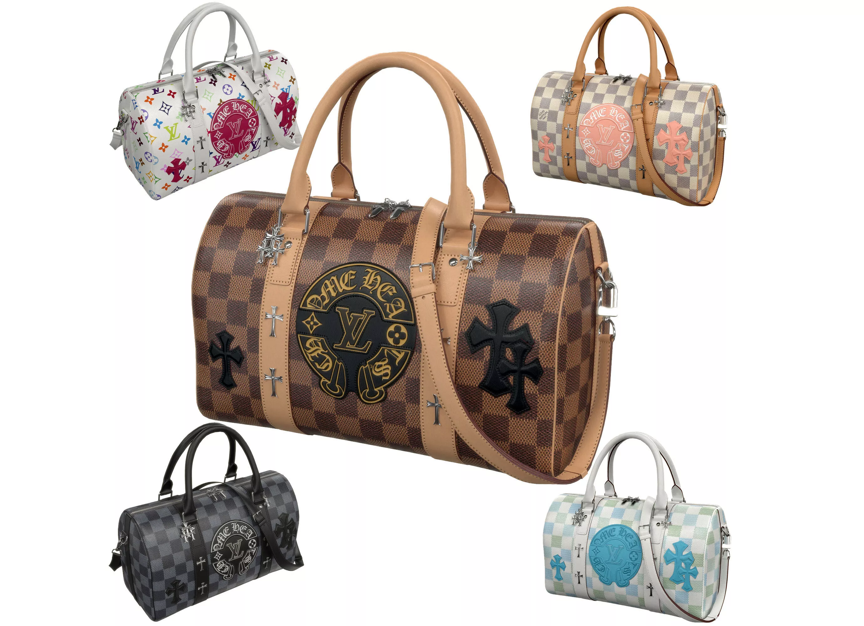 Louis Vuitton x Chrome Hearts Damier Ebene Bag Low-poly 3D model