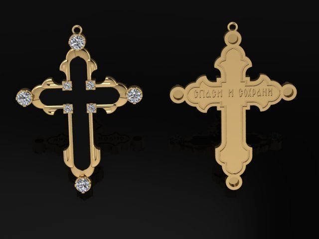 Cross christian with diamonds 3D print model