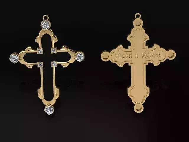 Cross christian with diamonds 3D print model