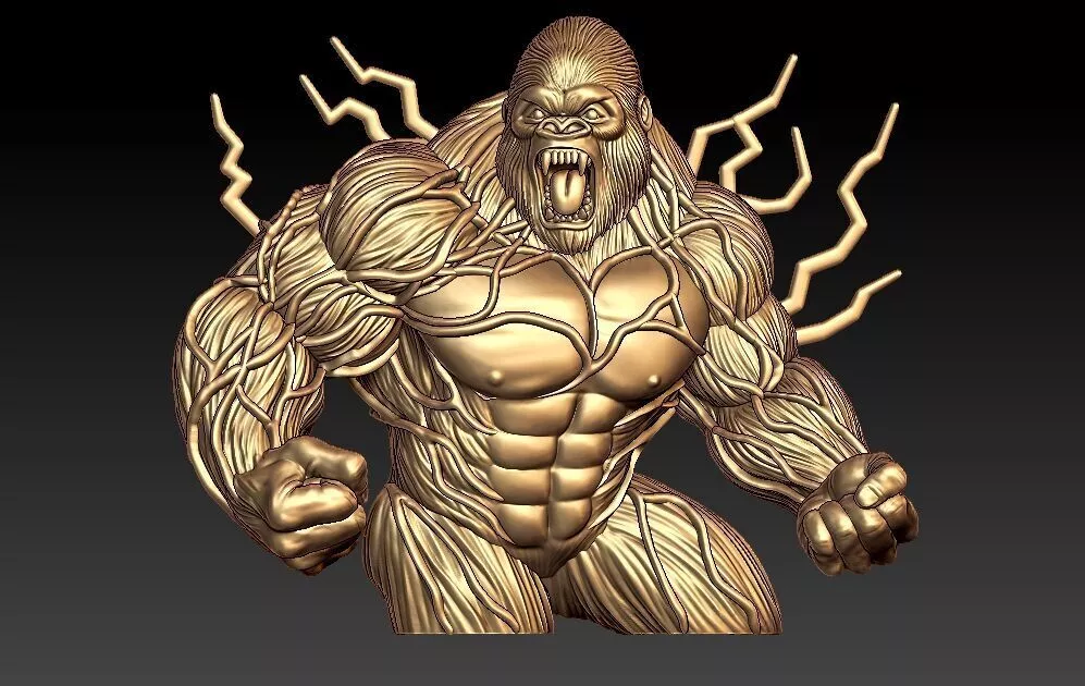 Angry Gorilla 3D Model High Poly Creature Bust 3D print model