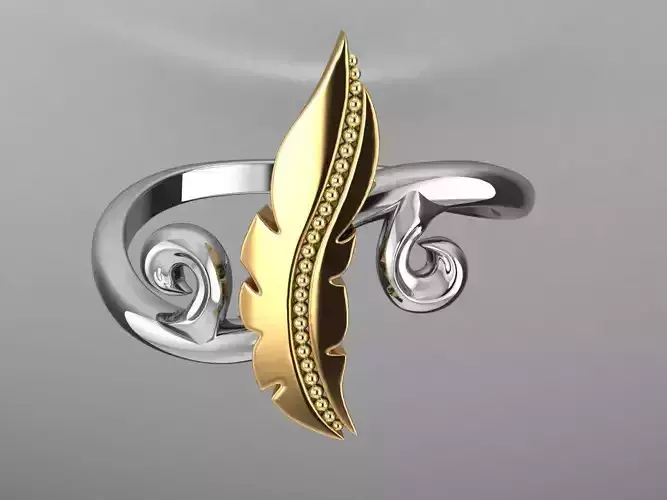 FeatherRing gold and silver feather ring