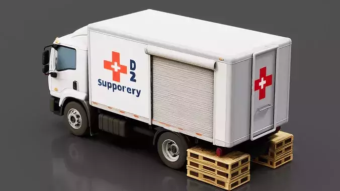 Disaster Relief Supply Truck Low-poly 3D model 3