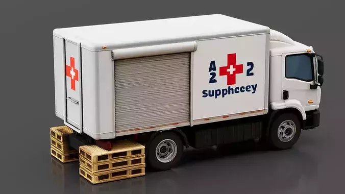 Disaster Relief Supply Truck Low-poly 3D model 4