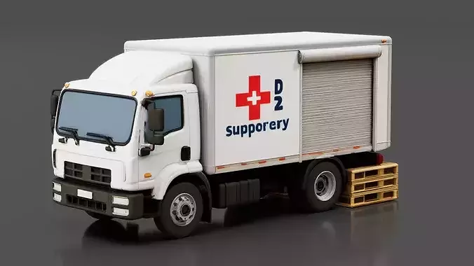 Disaster Relief Supply Truck Low-poly 3D model 2