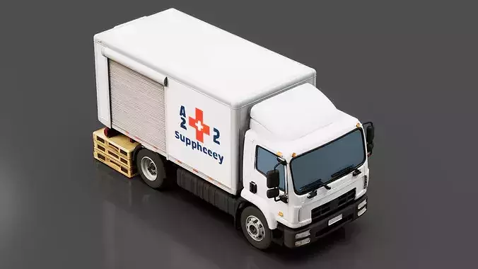 Disaster Relief Supply Truck Low-poly 3D model 5