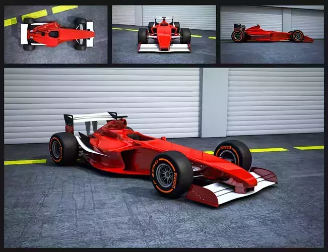 Formula racing car with different angles 3D model