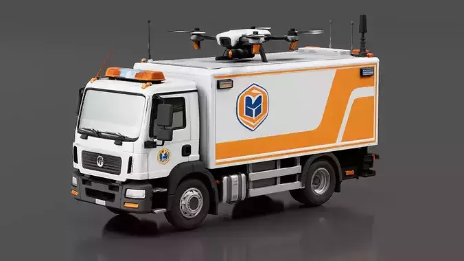 Emergency Drone Vehicle Low-poly 3D model 2