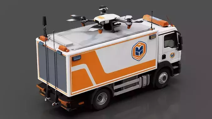 Emergency Drone Vehicle Low-poly 3D model 4