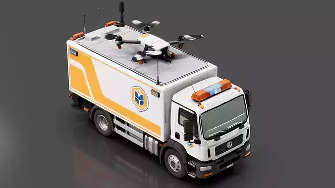 Emergency Drone Vehicle Low-poly 3D model 5