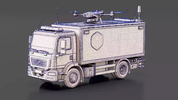 Emergency Drone Vehicle Low-poly 3D model 7
