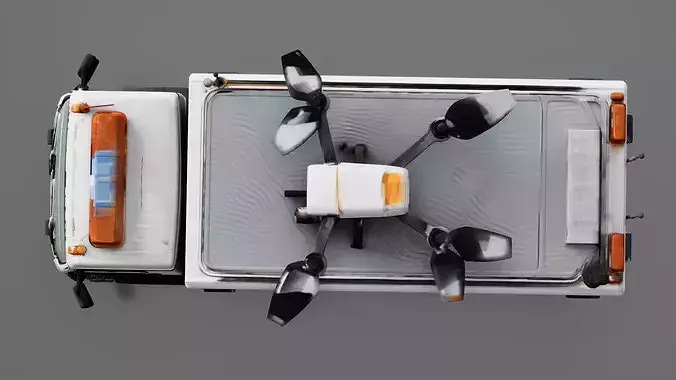 Emergency Drone Vehicle Low-poly 3D model 6