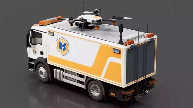 Emergency Drone Vehicle Low-poly 3D model 3