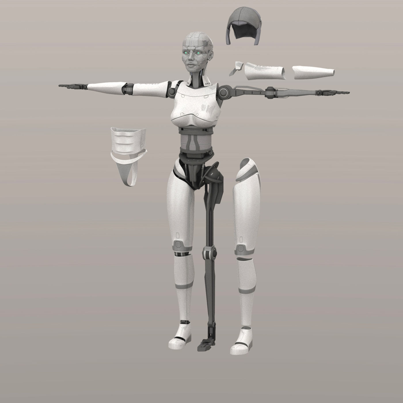 2ndGen female robot 3D model_7