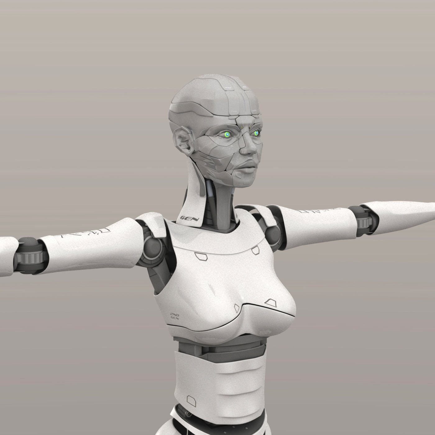 2ndGen female robot 3D model_6