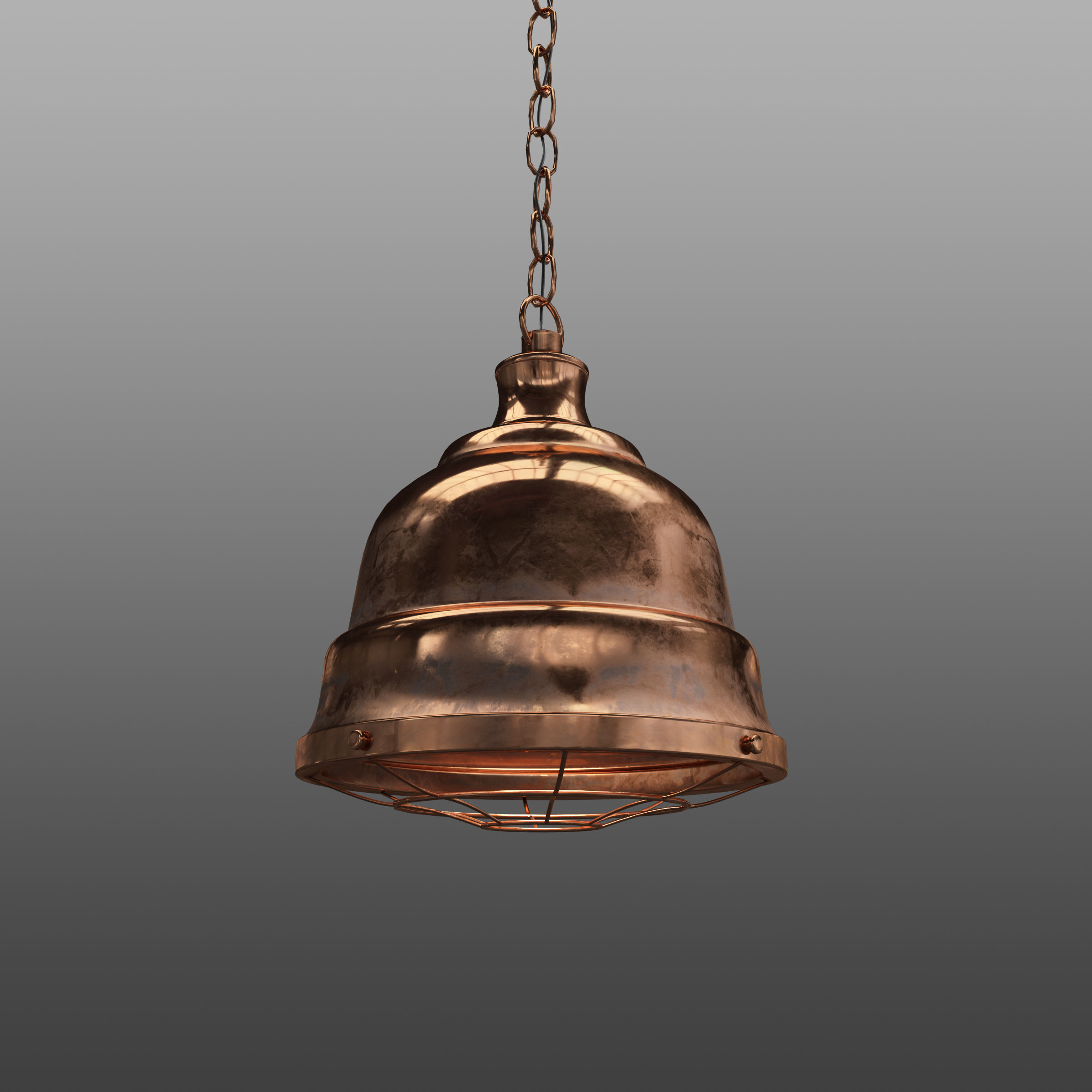 Copper Pendant Light Low-poly 3D model_2
