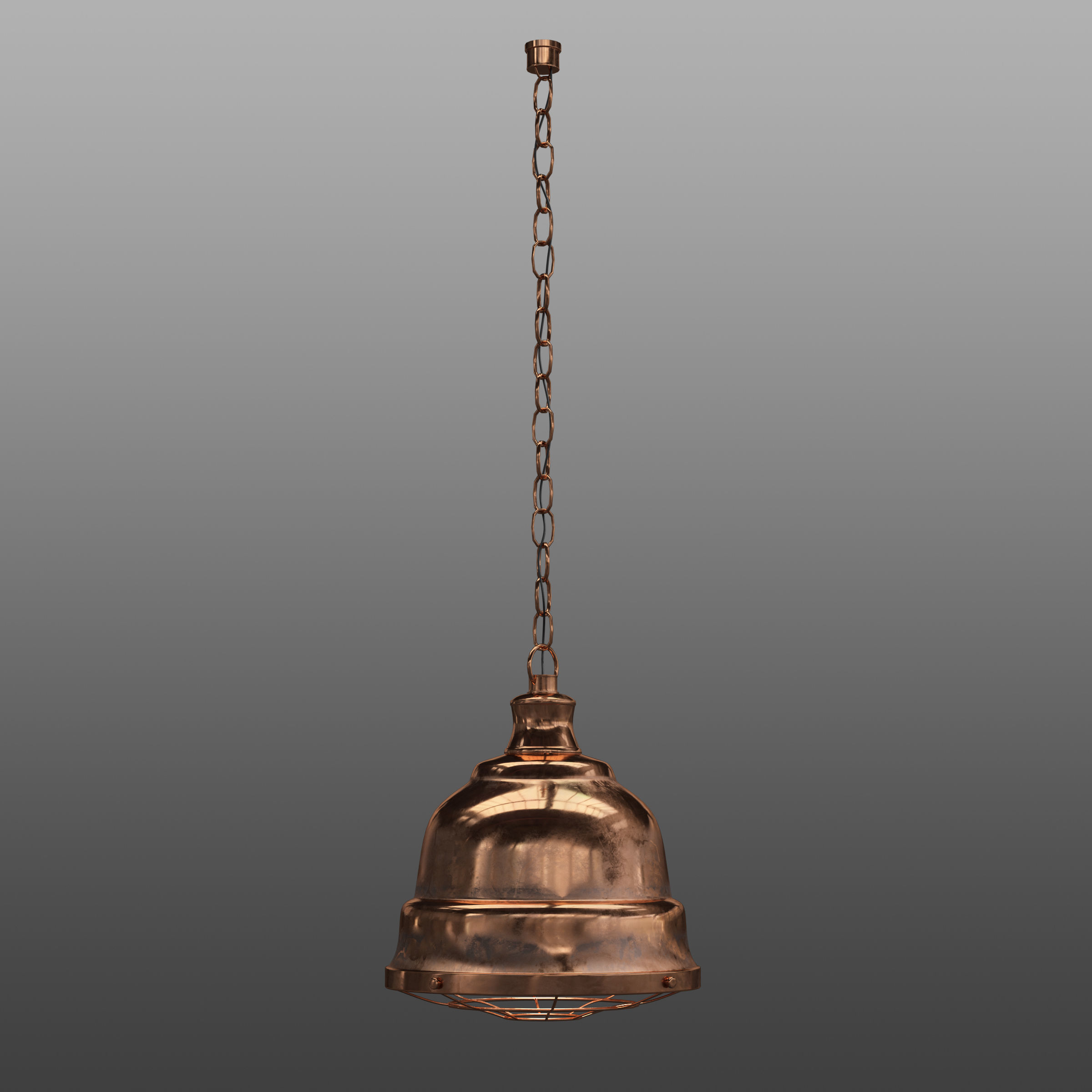 Copper Pendant Light Low-poly 3D model_5