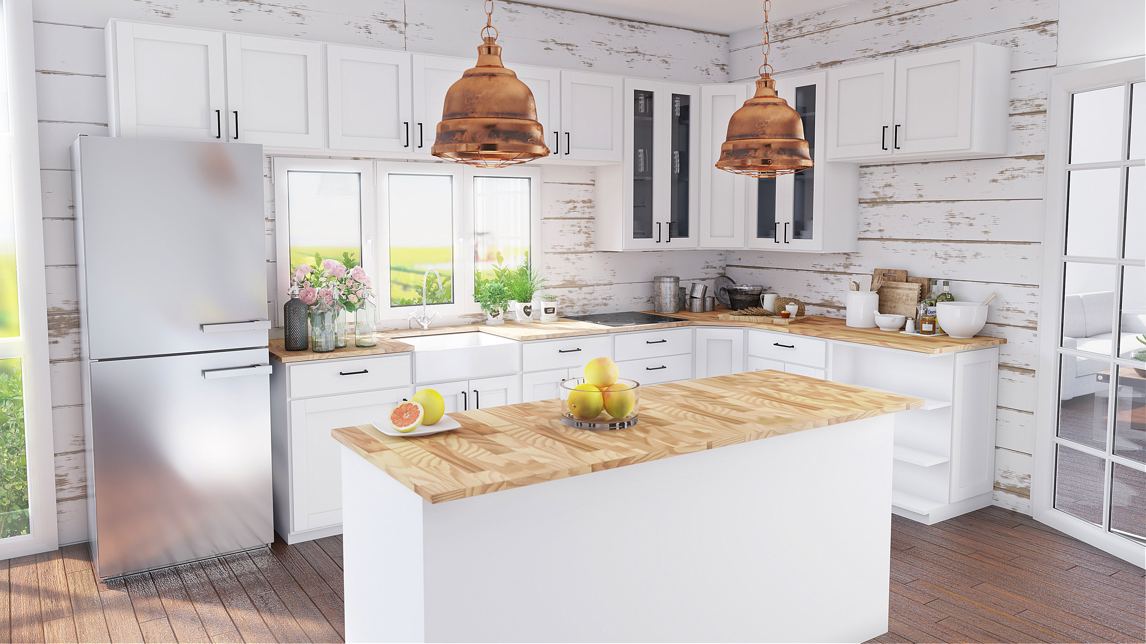 Copper Pendant Light Low-poly 3D model_1