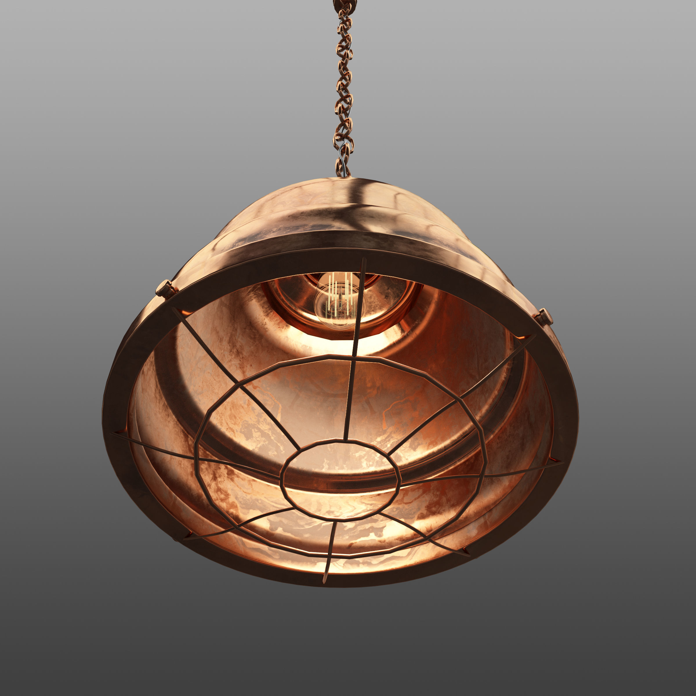 Copper Pendant Light Low-poly 3D model_3