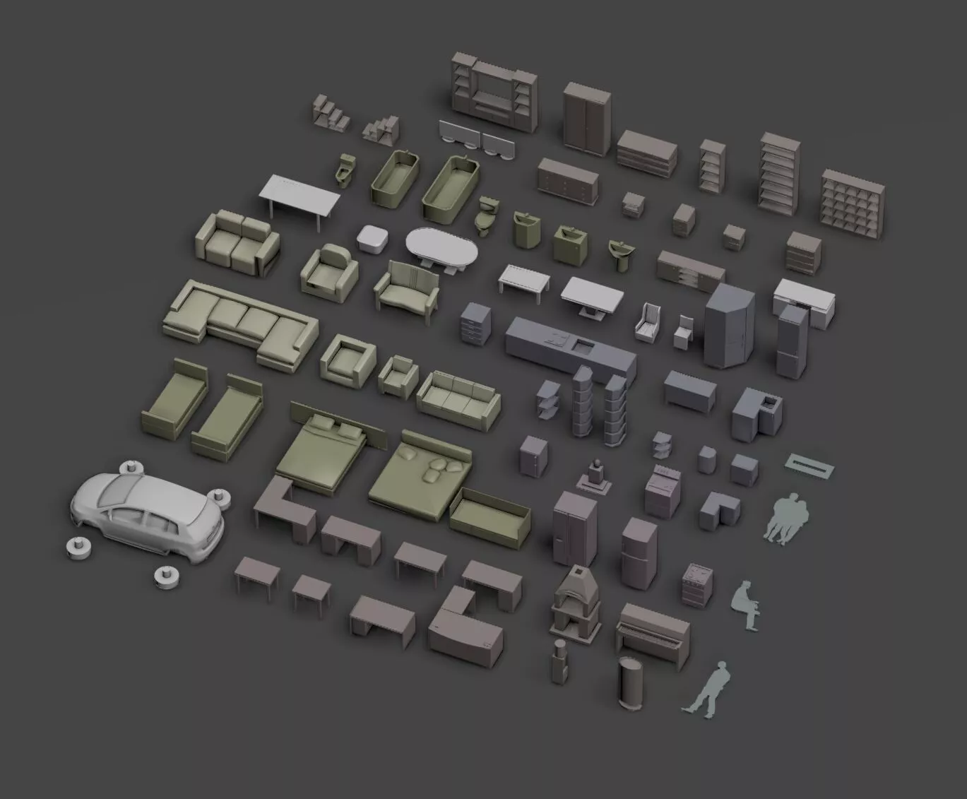 1-50 Scale Interior Furniture 3D Models - 79 STL 3D print model