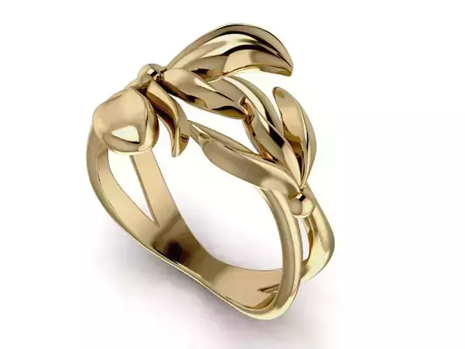 FlowerRing gold ring with leaves