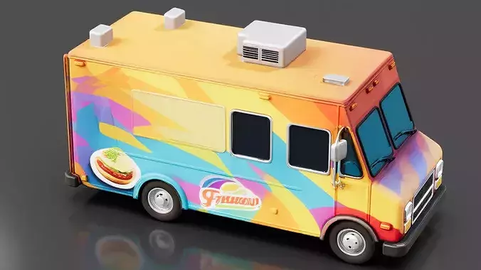 Food Truck Low-poly 3D model 3