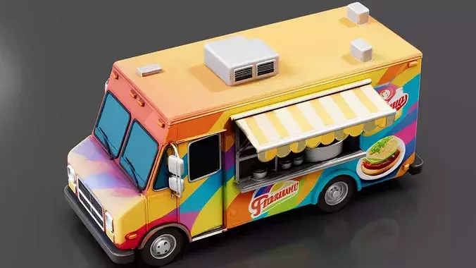 Food Truck Low-poly 3D model 4