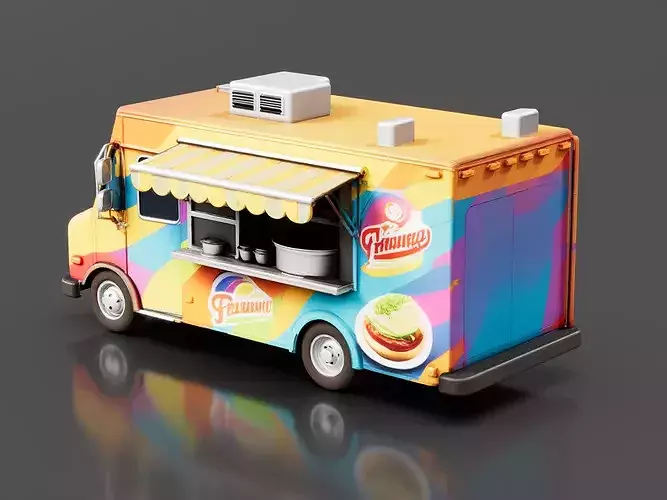 Food Truck Low-poly 3D model
