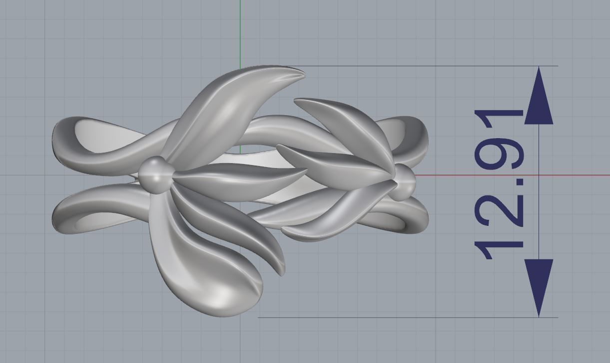 RingFlower gold ring with leaves 3D print model_1