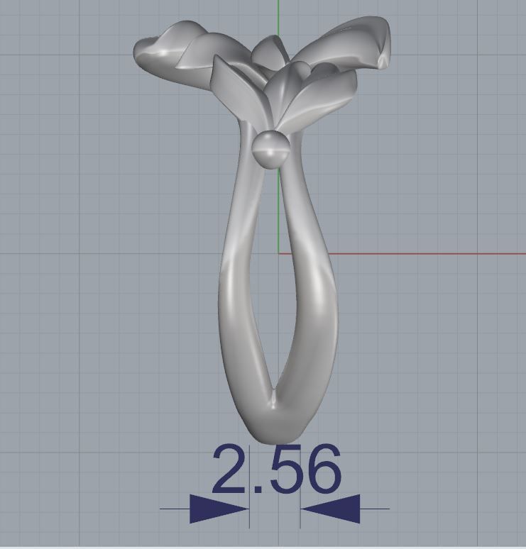 RingFlower gold ring with leaves 3D print model_2