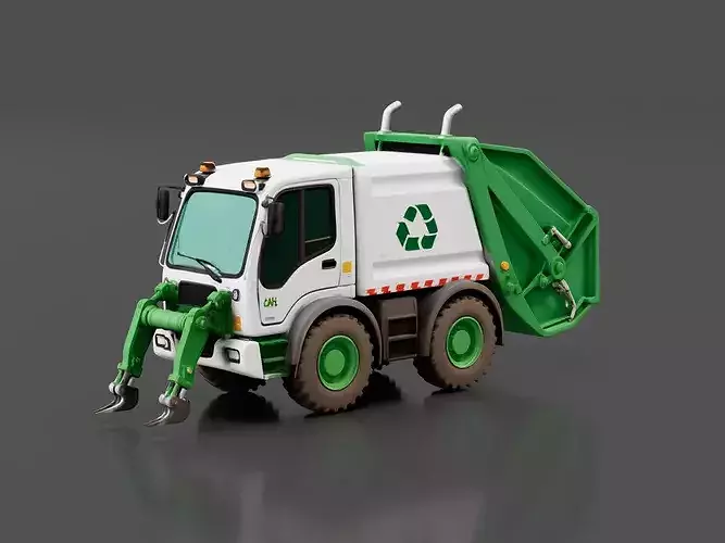 Front Loader Garbage Truck Low-poly 3D model