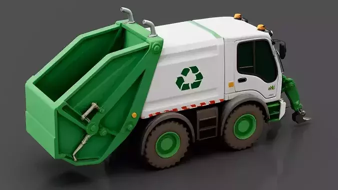 Front Loader Garbage Truck Low-poly 3D model 4
